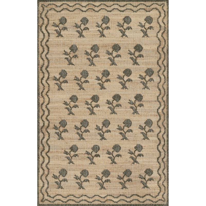 Erin Gates by Momeni Orchard Leaning Flower Hand Woven Wool and Jute Area Rug - Green - 8' X 10'