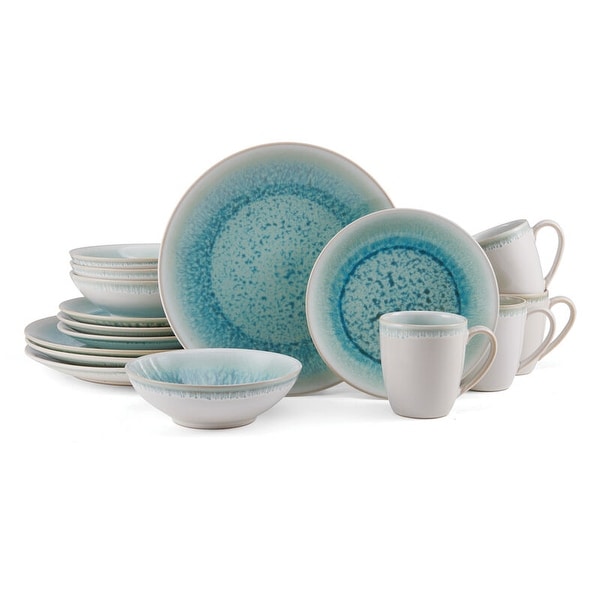 Mikasa Mira Turquoise 16PC Dinnerware Set Service for 4 On Sale