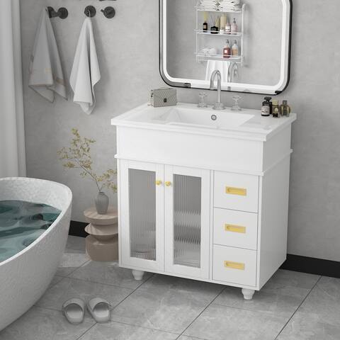 FUFU&GAGA 32.3" W x 19.7" D x 35" H Single Sink Bathroom Vanity