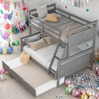 Kids and Baby Twin Over Full Bunk Bed With Ladder,Twin Size Trundle