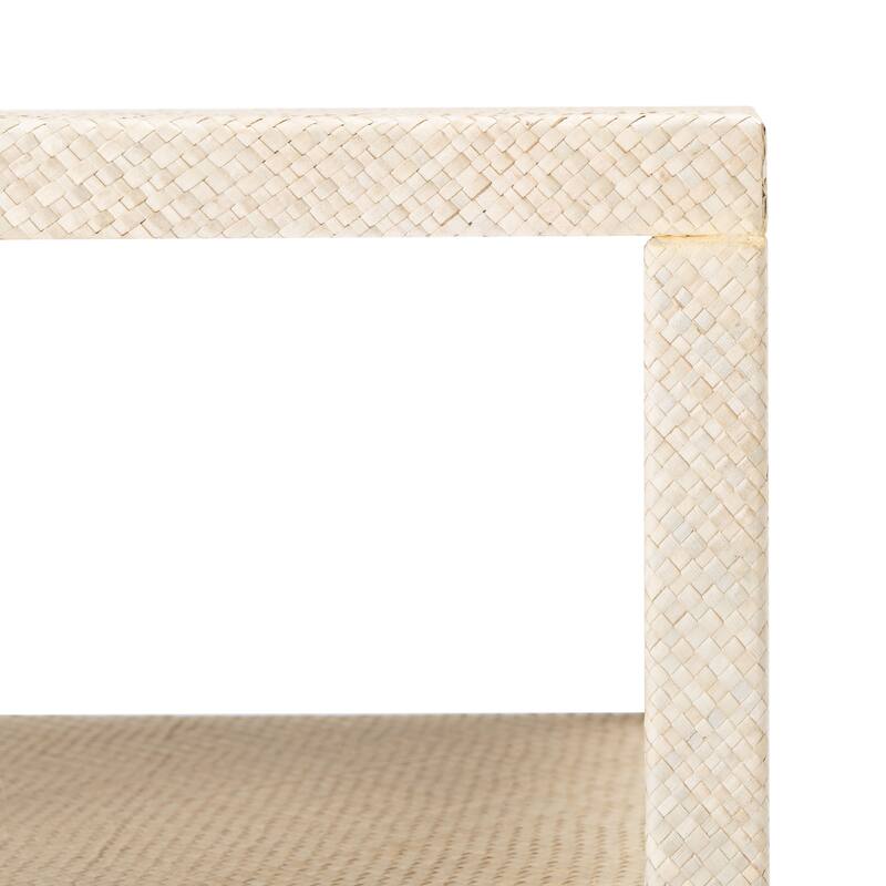 SAFAVIEH Ozden Raffia Light Natural 2-Shelf Accent Table - 17.2" W x 15.1" L x 23.5" H - 17Wx15Dx24H