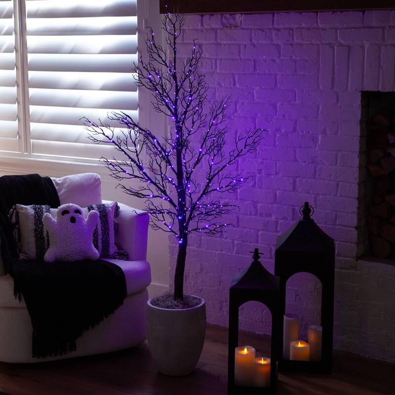 5-ft Pre-Lit Halloween Minimalist Twig Artificial Fall Tree - Black