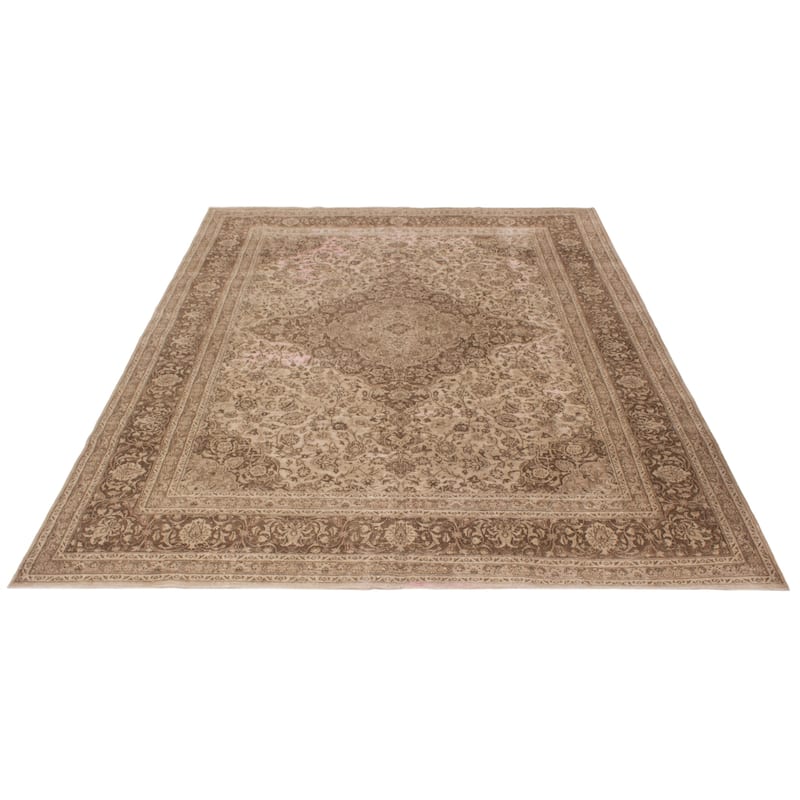 ECARPETGALLERY Hand-knotted Antalya Vintage Khaki Wool Rug - 9'6 x 12'2