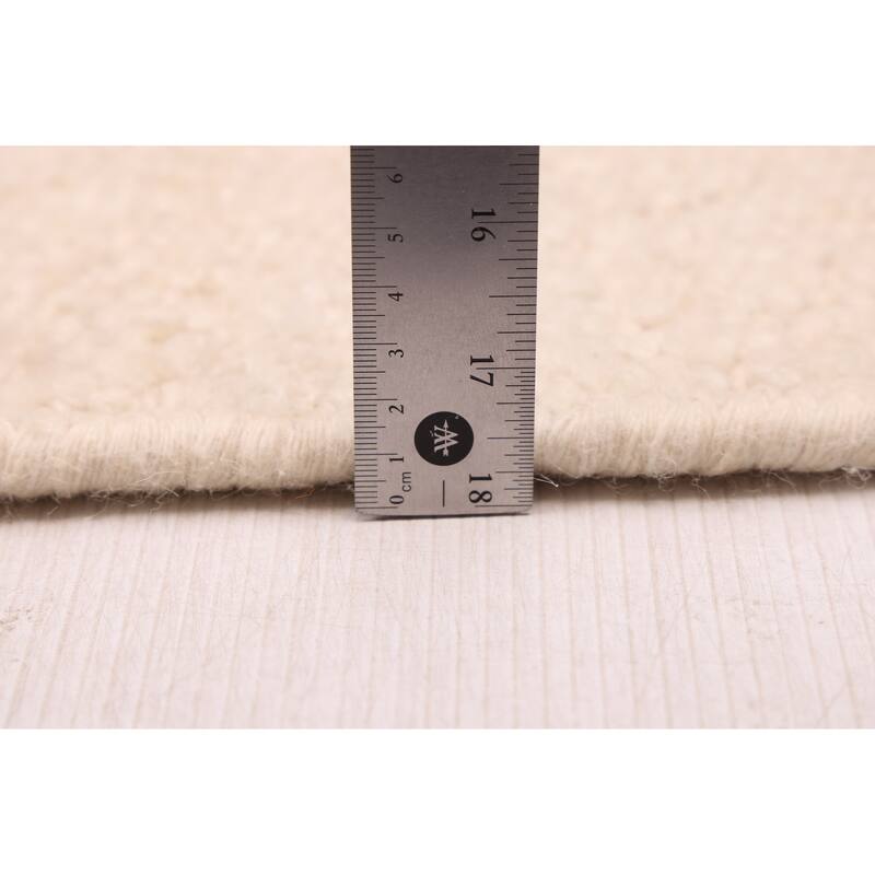 ECARPETGALLERY Hand Woven Looma Cream Wool Rug - 7'8 x 9'8