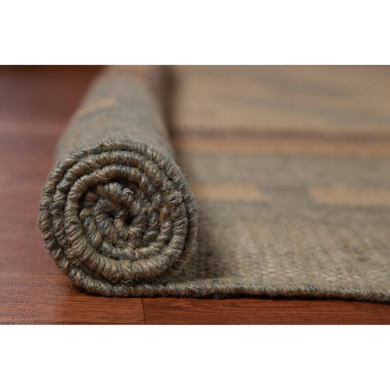 Hand Woven Oriental 100% Jute Carpet Southwestern Modern Beige & Ivories Kilim Area Rug - 11' 4'' X 9' 3''