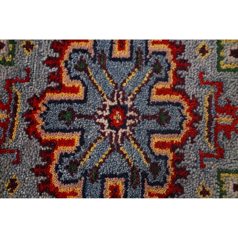 Geometric Kazak Oriental Accent Rug Handmade Traditional Wool Carpet - 3'0"x 4'11"