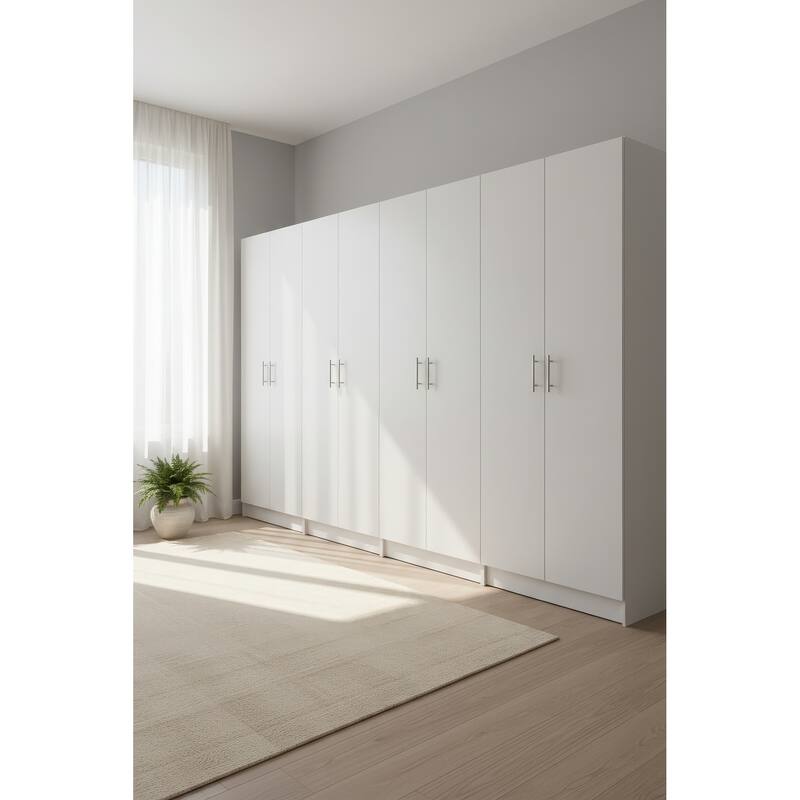 Modex Multi-Purpose Utility Storage Cabinet (4-Piece Set) - W 126″ × D 15.7″ × H 70.9″ - White