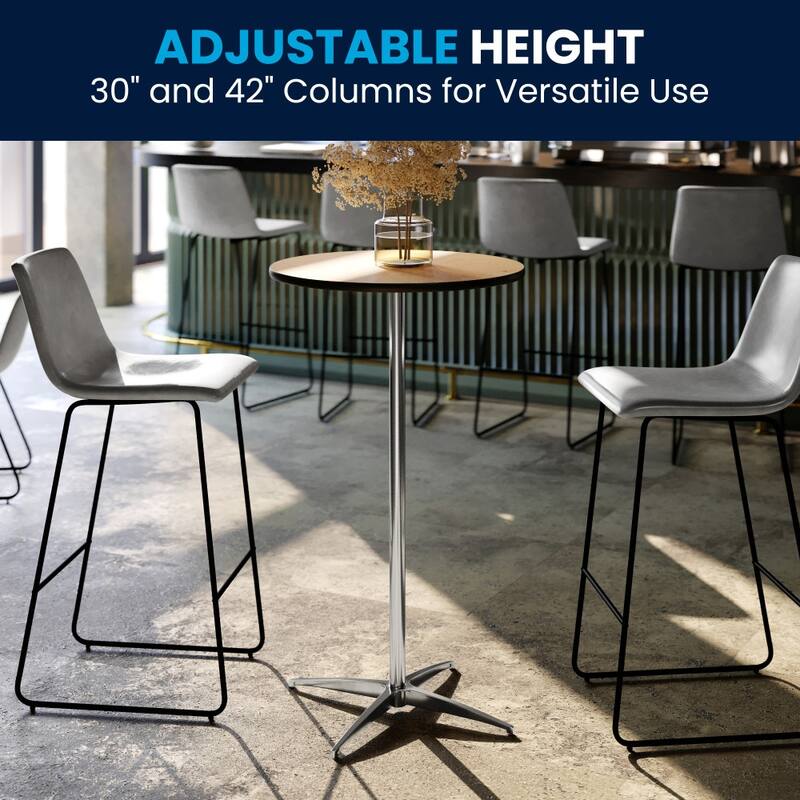 24" Round Wood Cocktail Table with 30" and 42" Columns