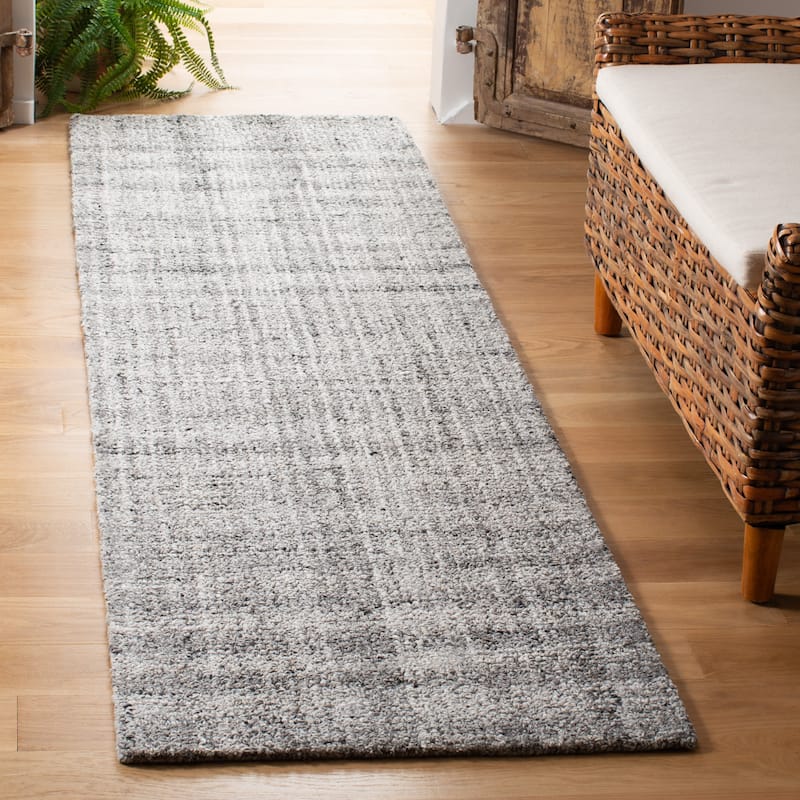 SAFAVIEH Handmade Abstract Mentore Modern Viscose Rug - 2'3" x 8' Runner - Grey/Black