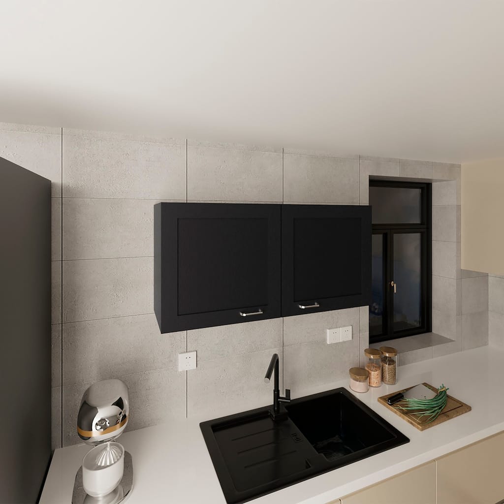 Modern Style Wall Cabinet, 2 Doors with durable Materials, Black Wengue