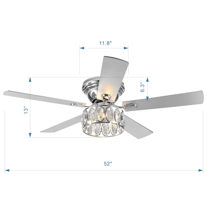 52-inch Indoor Chrome Modern Ceiling Fan with Remote