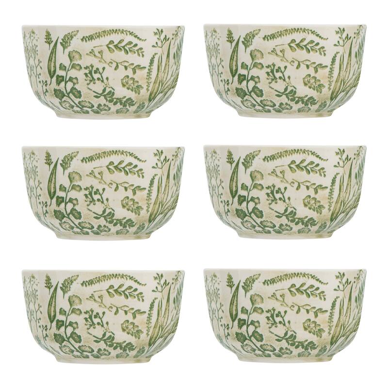 Stoneware Bowl with Hand-Stamped & Embossed Pattern - 4.5"L x 4.5"W x 2.5"H
