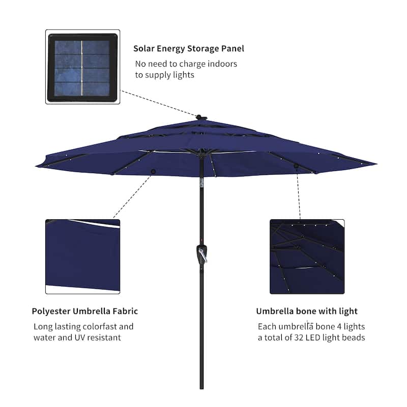 Clihome 11-Ft Outdoor Umbrella Patio UV Protection Umbrella Without Base