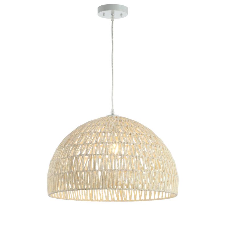 Jigu 1-Light Woven Rattan/Iron LED Pendant, by JONATHAN Y