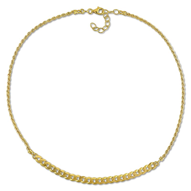 Miadora Sterling Silver Rope and Curb Link Chain Necklace and Bracelet Set