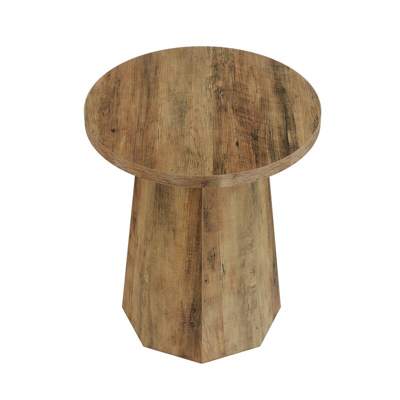 Round End Table, Wooden Couch Side Table, Nightstand Accent Furniture for Living Room, Bedroom