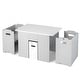 preview thumbnail 1 of 8, Gymax Kids Table and 2 Chairs Set 4-in-1 Desk & Chair Set w/ Storage Grey