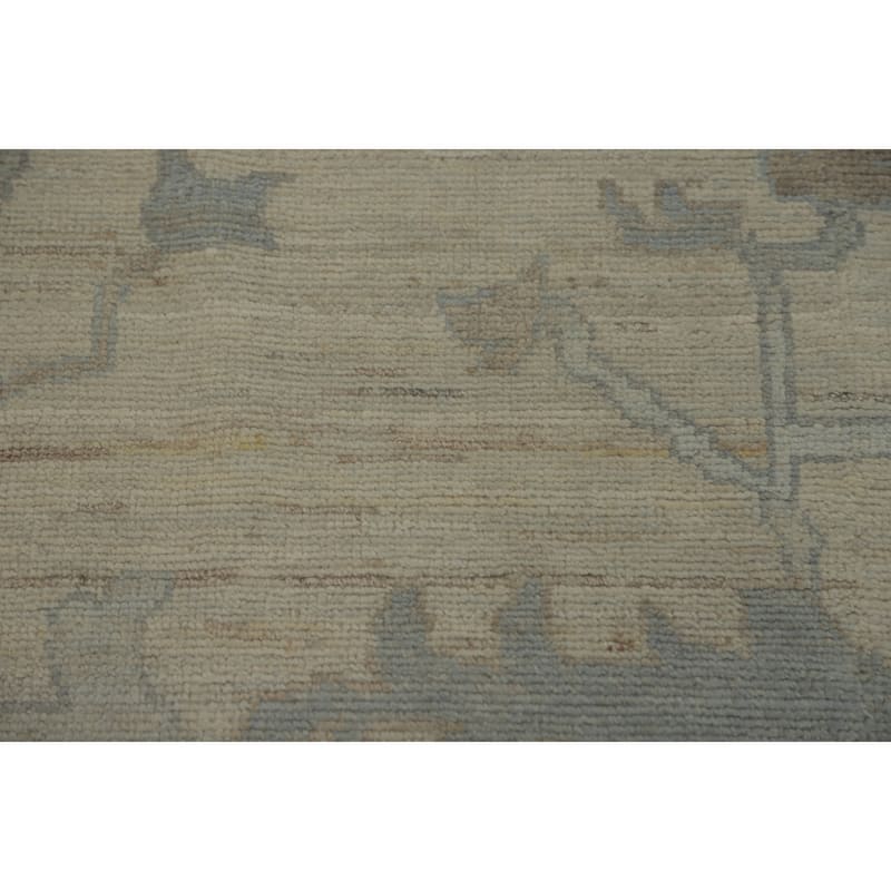 Earth Tone Wool Oushak Vegetable Dye Large Rug, Floral Geometric Carpet - 13' 10'' X 10' 0''