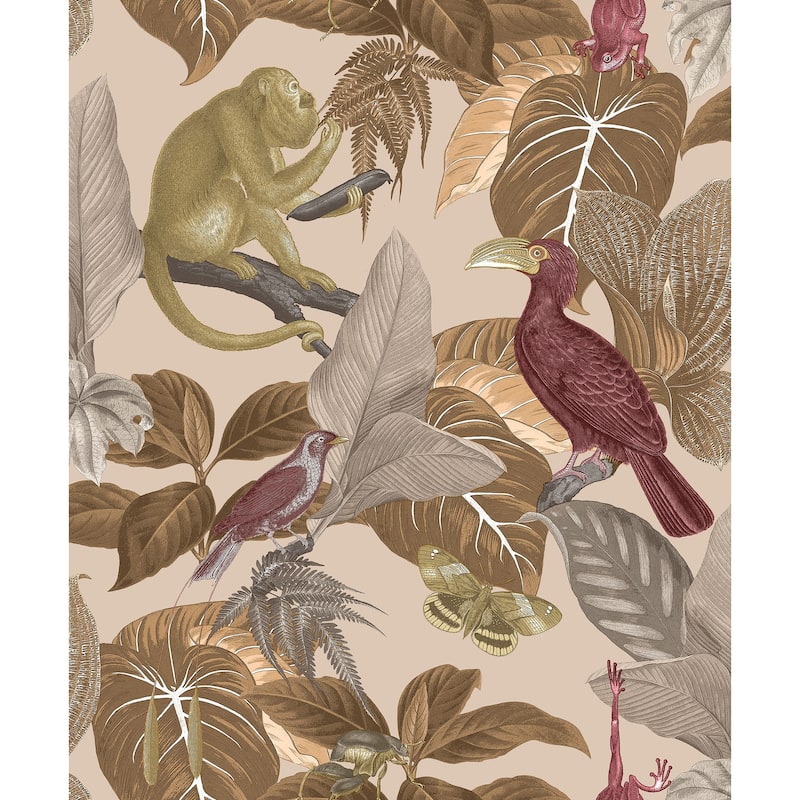 Galerie Wallcoverings Into The Wild Tropical Life Non-woven Metallic Wallpaper Roll