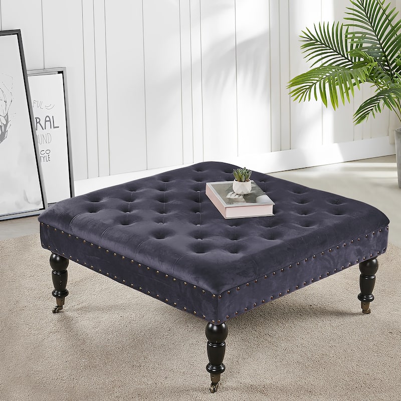 Home Soft Things Supersoft Tufted Coffee Table Ottoman - 33" x 33" x 18"