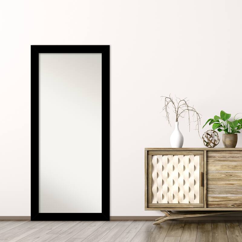 Basic Non-Beveled Wood Framed Full-Length Floor Leaner Mirror - Glass Size 24x60
