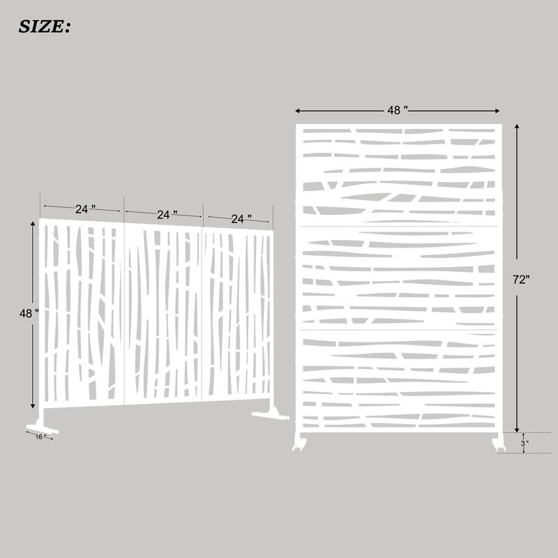 Metal Privacy Screen Wall Decoration Free Standing 6.3 ft. H