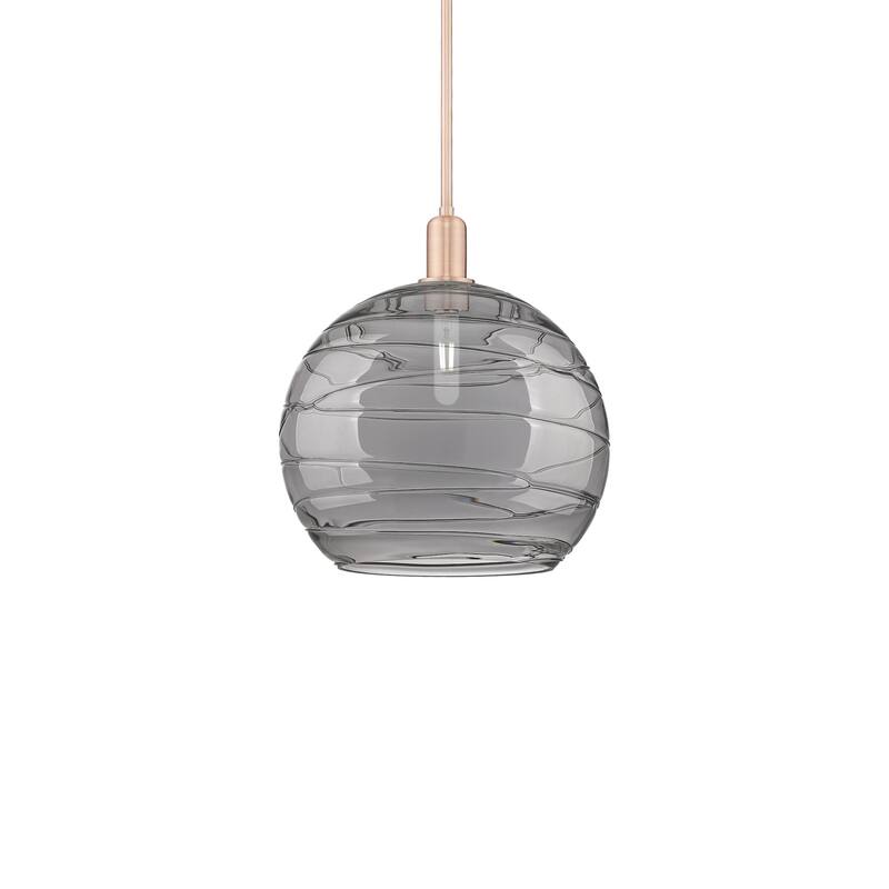 Innovations Lighting 716-1S-16-14 Athens Deco Swirl Pendant Athens - Antique Copper / Light Smoke Deco Swirl