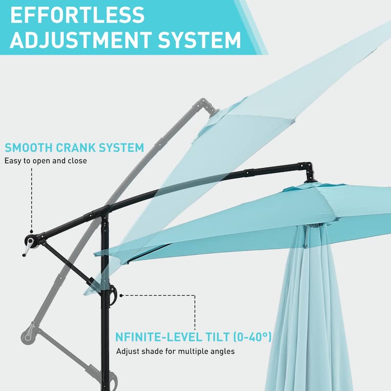 Ainfox 10 ft Cantilever Offset Outdoor Patio Umbrella with Base Stand Rotate and Tilt