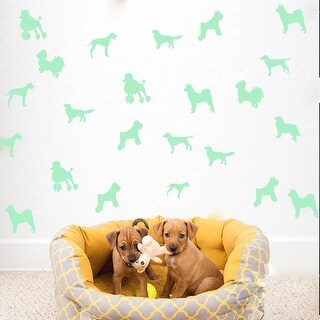 Walplus Peel and Stick Glow In The Dark Dog Wall Stickers Home Room Decor - 9pcs