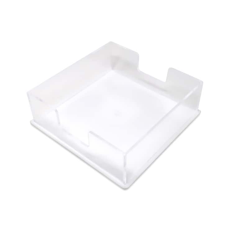 Acrylic Square Napkin Holder with White Base, 8"L