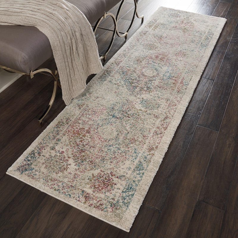Nourison Fusion Vintage Distressed Area Rug - 2'2" x 7'6" Runner - Multi/Cream/Ivory