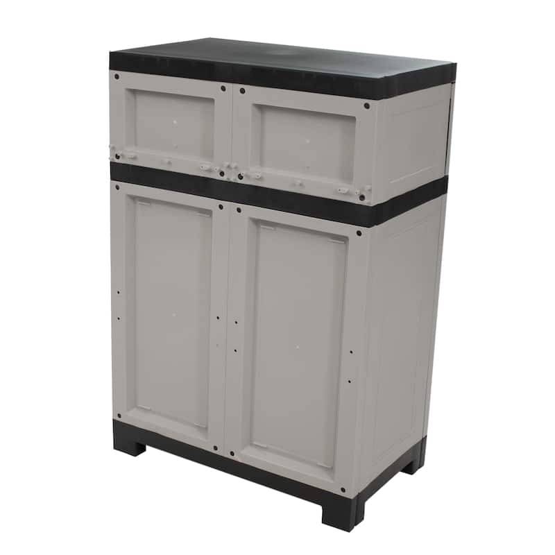 Plastic Storage Cabinet with Adjustable Shelf and Drawer