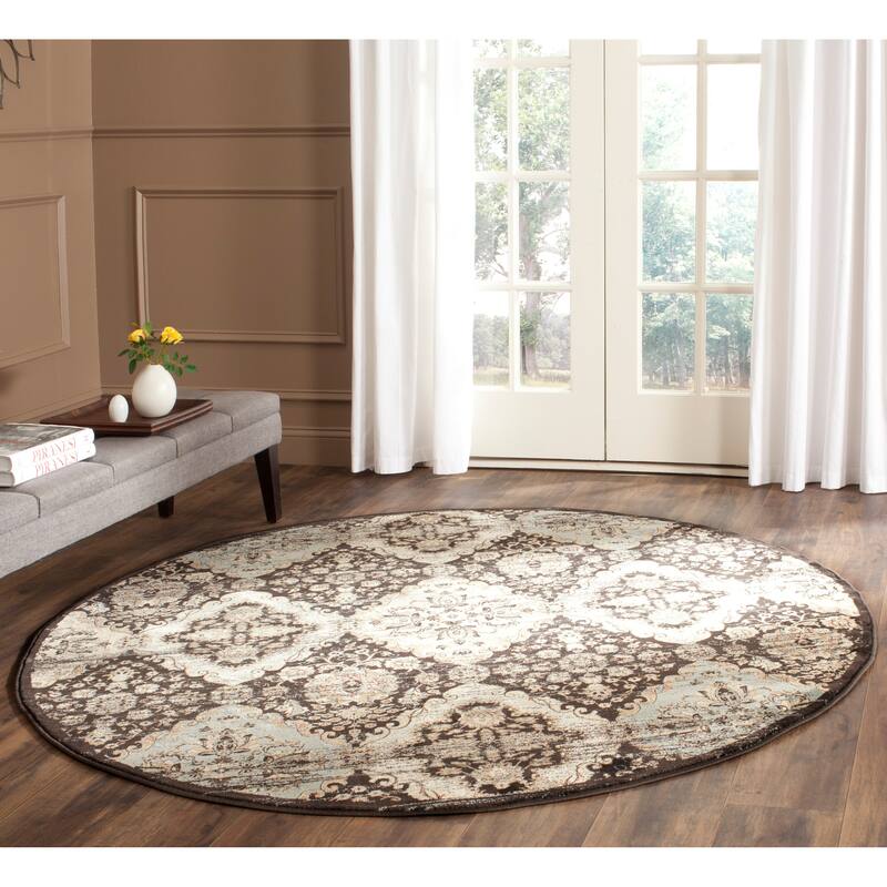 SAFAVIEH Vintage Distressed Boho Leota Oriental Rug - 6'7" Round - Black/Light Blue