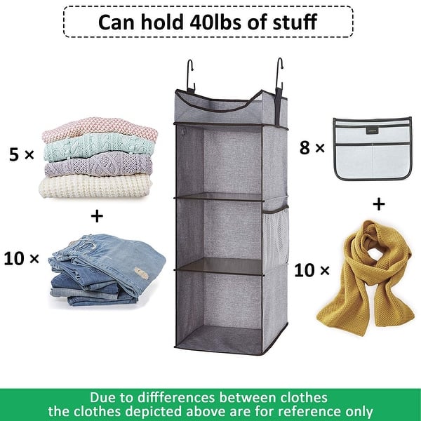 Shop Storageworks 3 Shelves Hanging Closet Organizer Gray 12 0 L X 12 0 W X 31 0 H Overstock 26173651