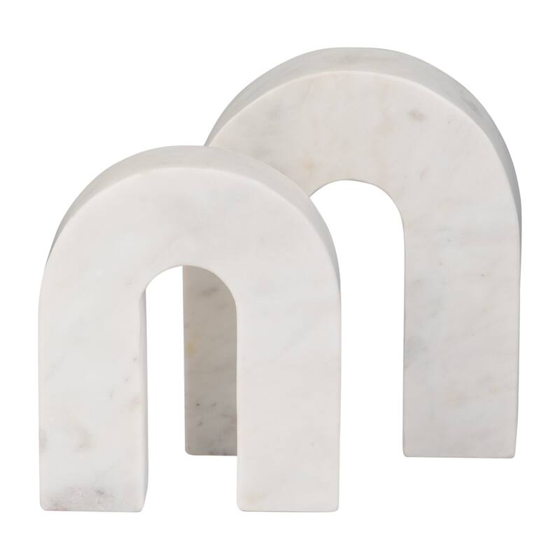 Sagebrook Home Modern Stone and Marble Decorative Accent with Geometric Arch Design