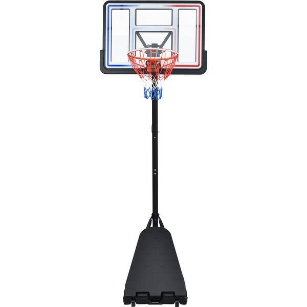 slide 2 of 15, Height-Adjustable Portable Basketball System with 8-10ft Range, Colorful, Waterproof, and Super Bright LED Hoop Lights 43.3 in. W X 27.6 in. D X 120 in. H