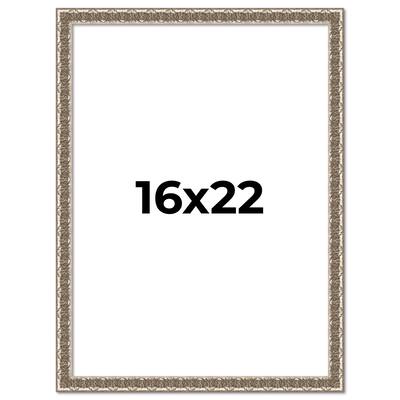 16x22 Frame Silver Versailles Ornate Solid Wood Picture Frame | 1 Inch