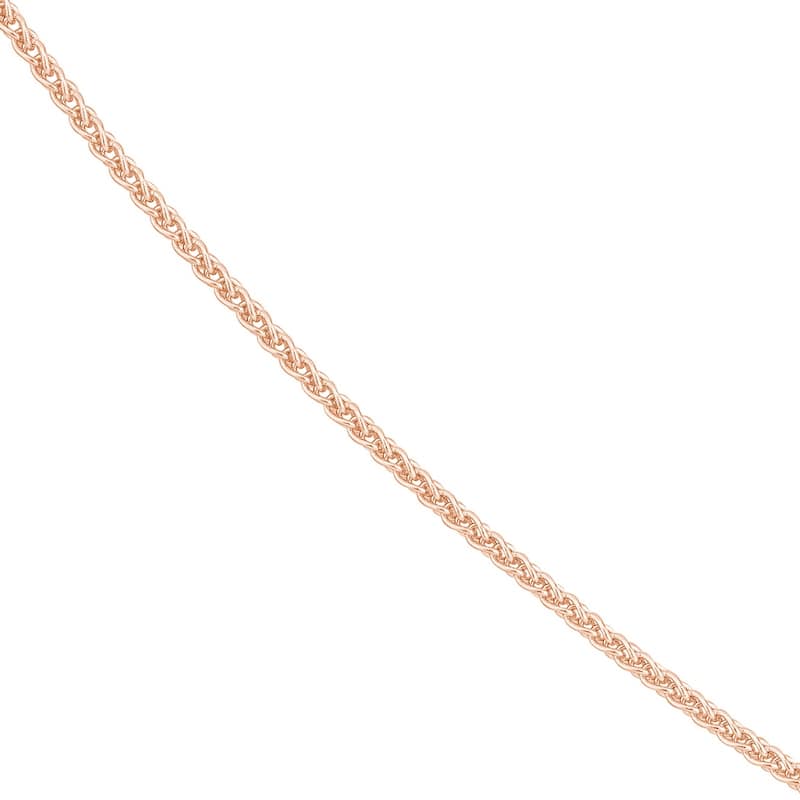 Curata 14k Rose Gold 1.25mm Round Wheat Chain Necklace (Lobster)