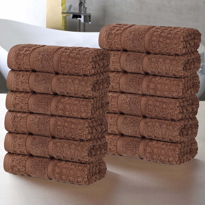 Superior Napa Zero Twist Cotton Waffle Face Towel Washcloth Set of 12