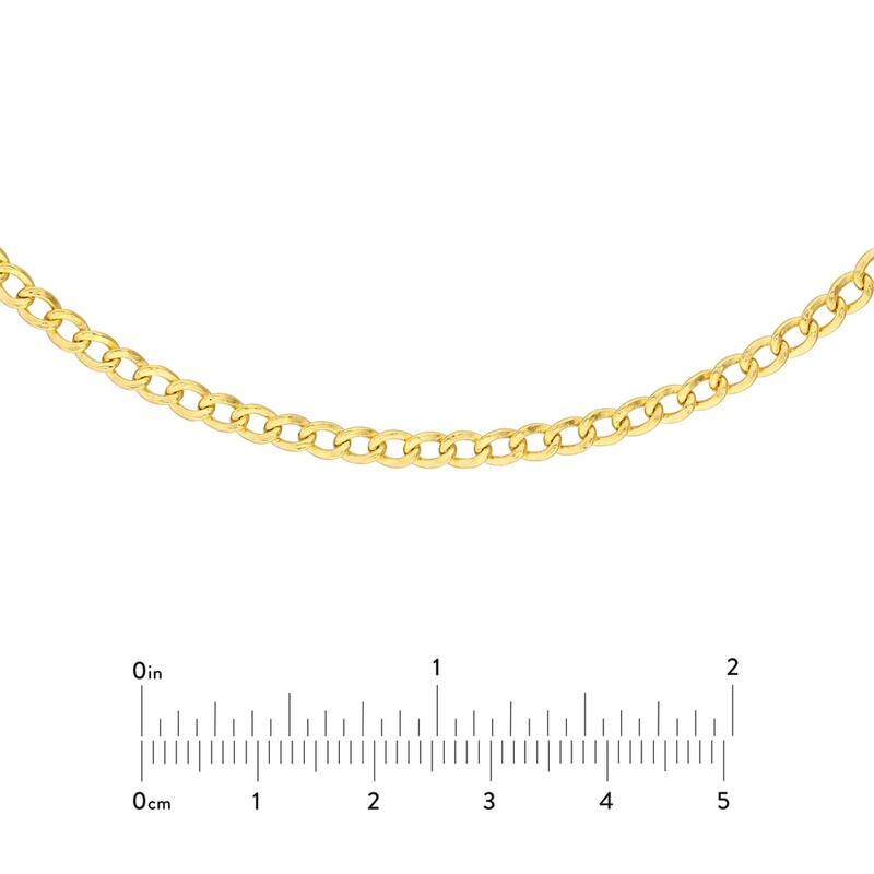 Curata 14k Yellow Gold 3.3mm 13"-16" Cuban Curb Chain Choker Adjustable Necklace