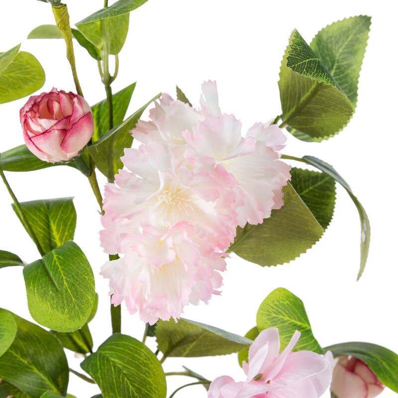 Glitzhome 28"H Set of 2 Pink Hydrangea, Peony & Cherry Pick