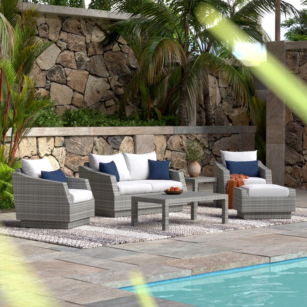 Cannes 6 Piece Sunbrella Outdoor Patio Love & Club Seating Set