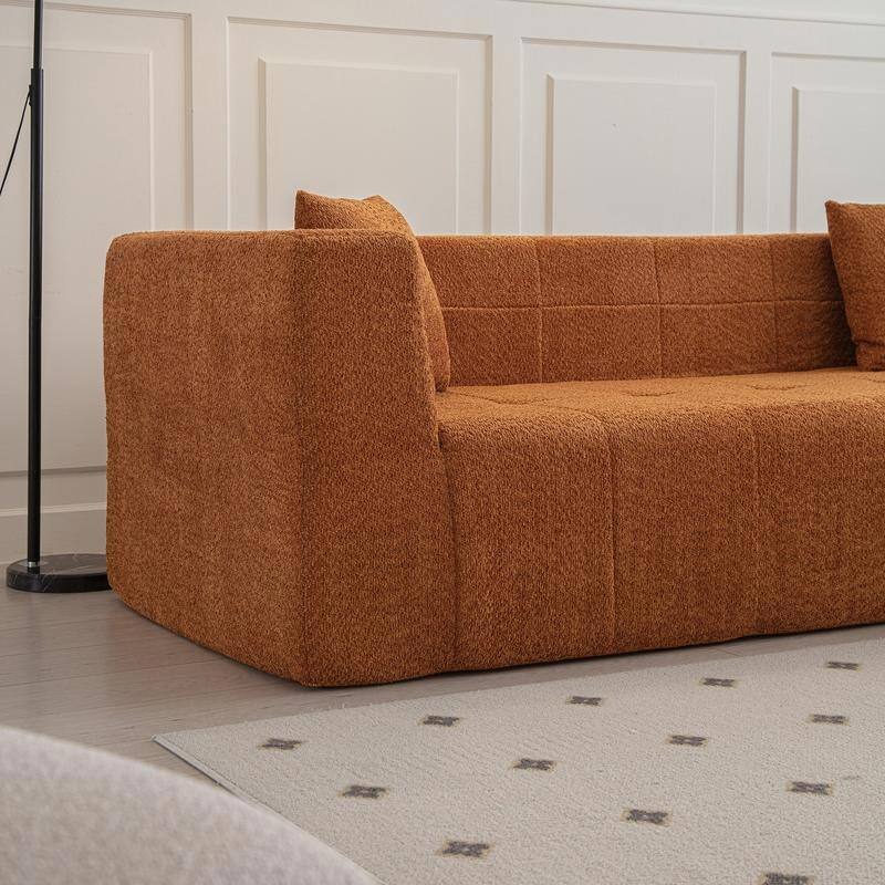 105.5" Modular L-Shaped Sectional Floor Couch, Deep Seat Tufted Comfy