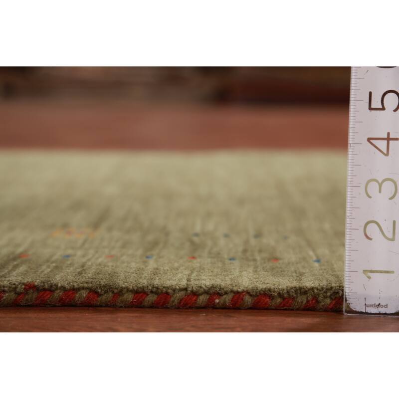 Hand Knotted Oriental 100% Wool Carpet Tribal Tribal Green Gabbeh Area Rug - 5' 0'' X 3' 2''