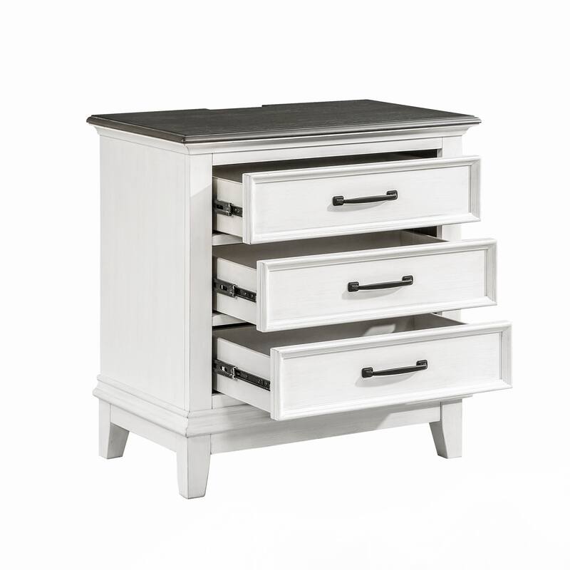 Classic 3-Drawer Nightstand 1PC,Power Outlet USB Charging Port