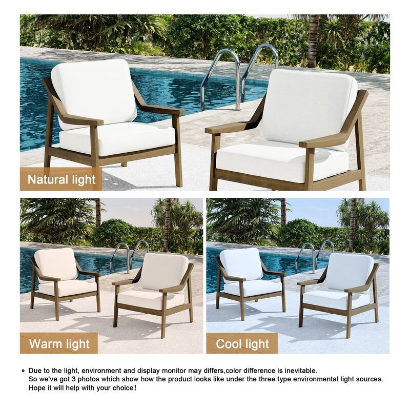 Outdoor Patio Club Chair Arm Lounge Cushion Chair (Set of 2)