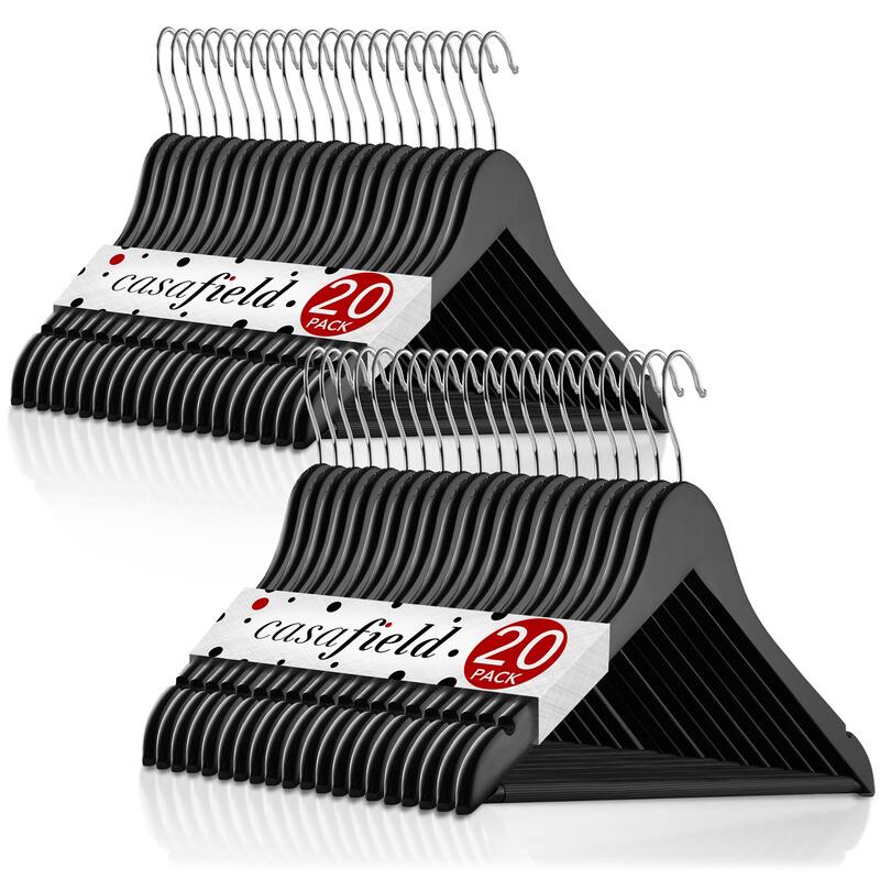 40 Wooden Suit Hangers - Black