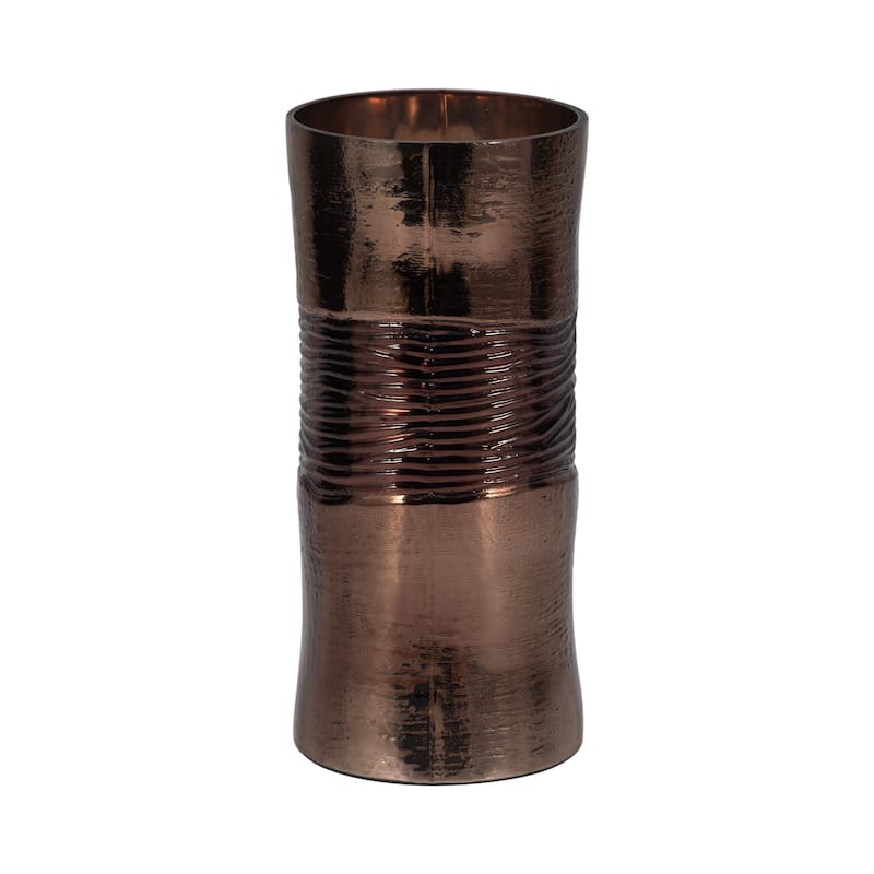 Sagebrook Home Modern Glass Bronze Cylinder Textured Enamel Vase