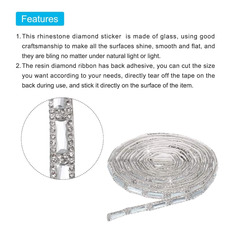 3 Yard 10mm Self Adhesive Crystal Rhinestone Ribbon Diamond Stickers