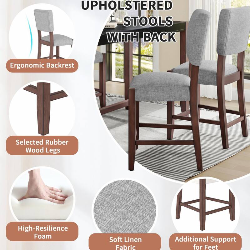 Space-Saving Dining Set - Marble Table & 4 Chairs